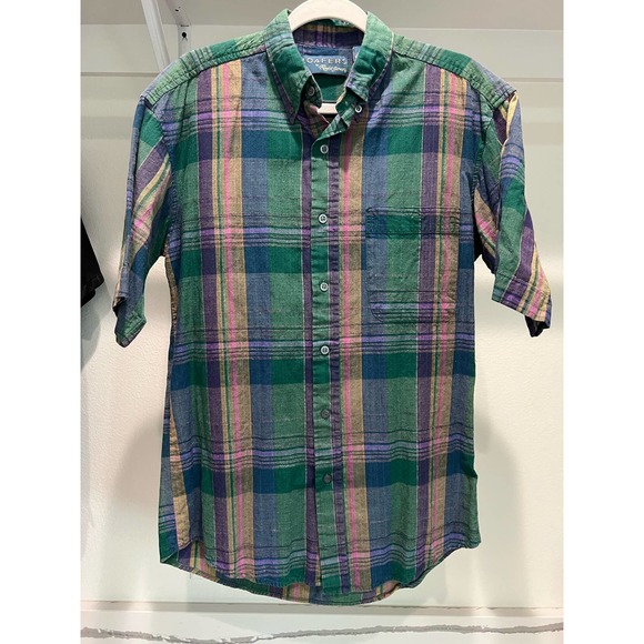 Vintage Loafers by Reed St. James Short Sleeve Plaid Button-Down Size‎ Medium - Picture 1 of 6